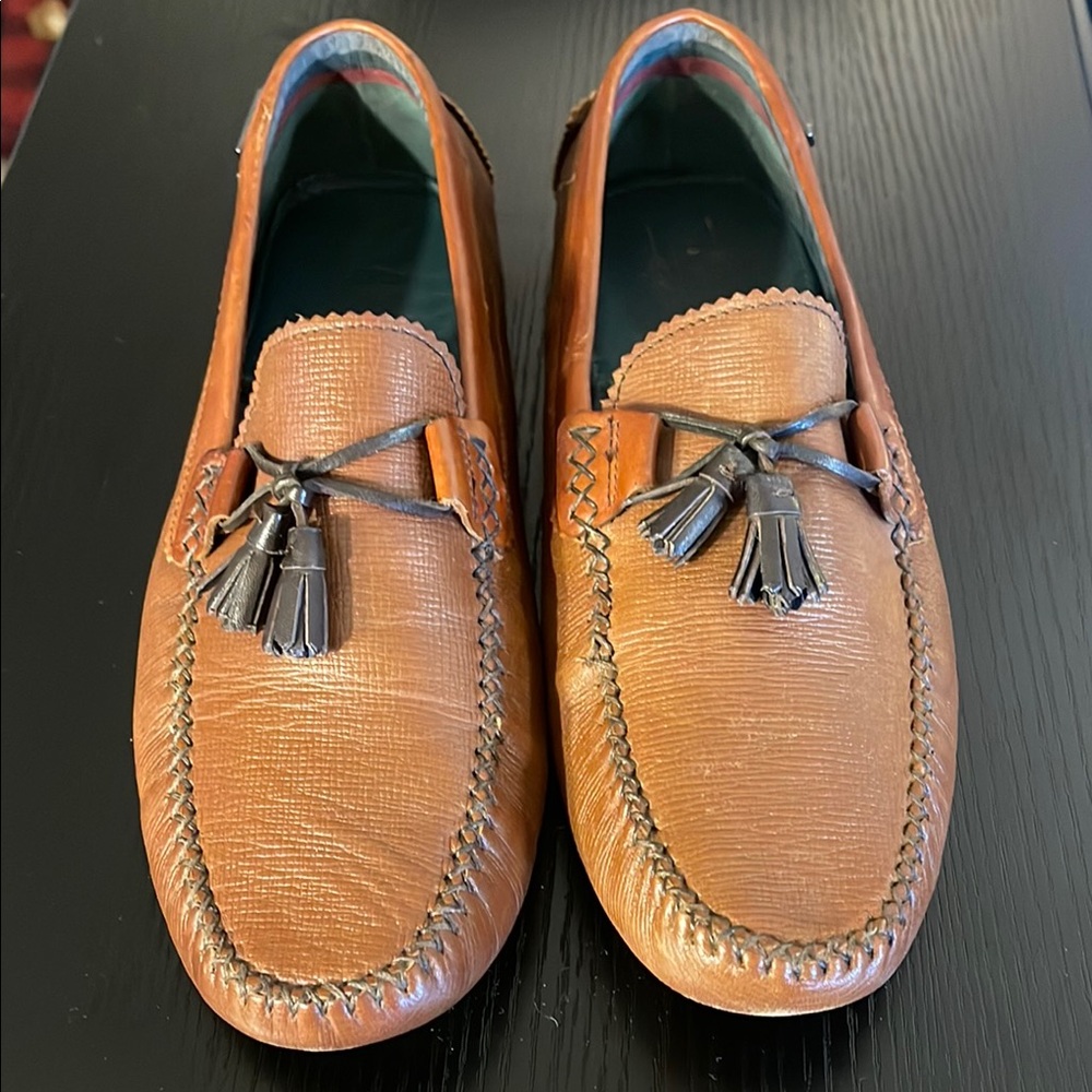 Ted Baker Tan Leather Slip-On Loafers with Tassels Size Us 8‎